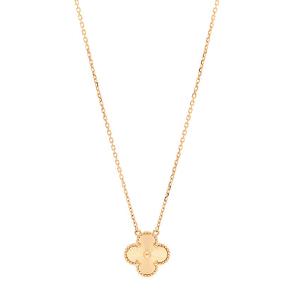 Van Cleef & Arpels 18K Yellow Gold Guilloche Vintage Alhambra Pendant Necklace 1 of 6