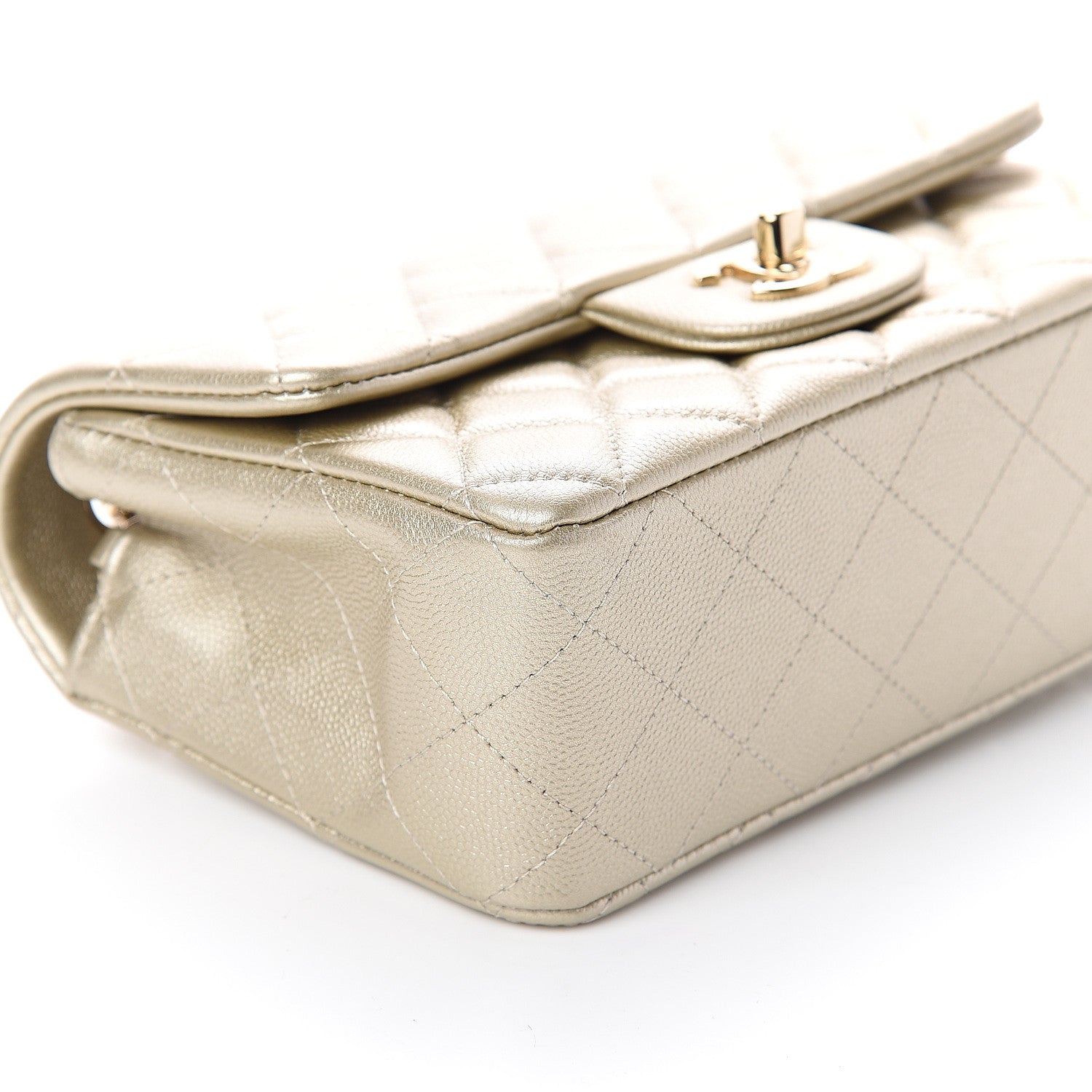 Chanel Metallic Caviar Quilted Mini Rectangular Flap Gold 7 of 8