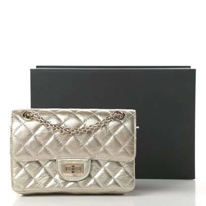 Chanel Metallic Aged Calfskin Quilted 2.55 Reissue Mini Flap Light Gold 12 of 12