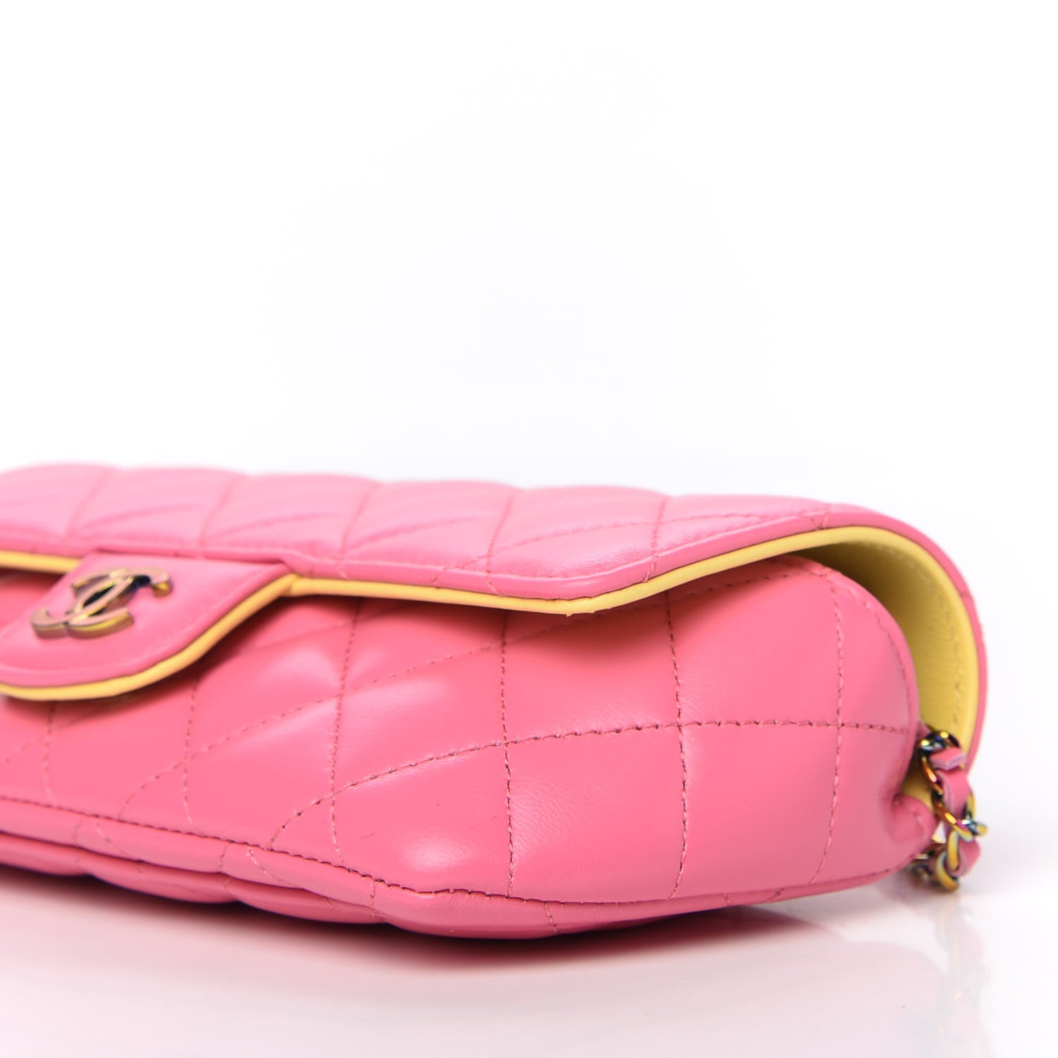 Chanel Lambskin Quilted Glasses Case With Chain Pink Yellow 11 of 13