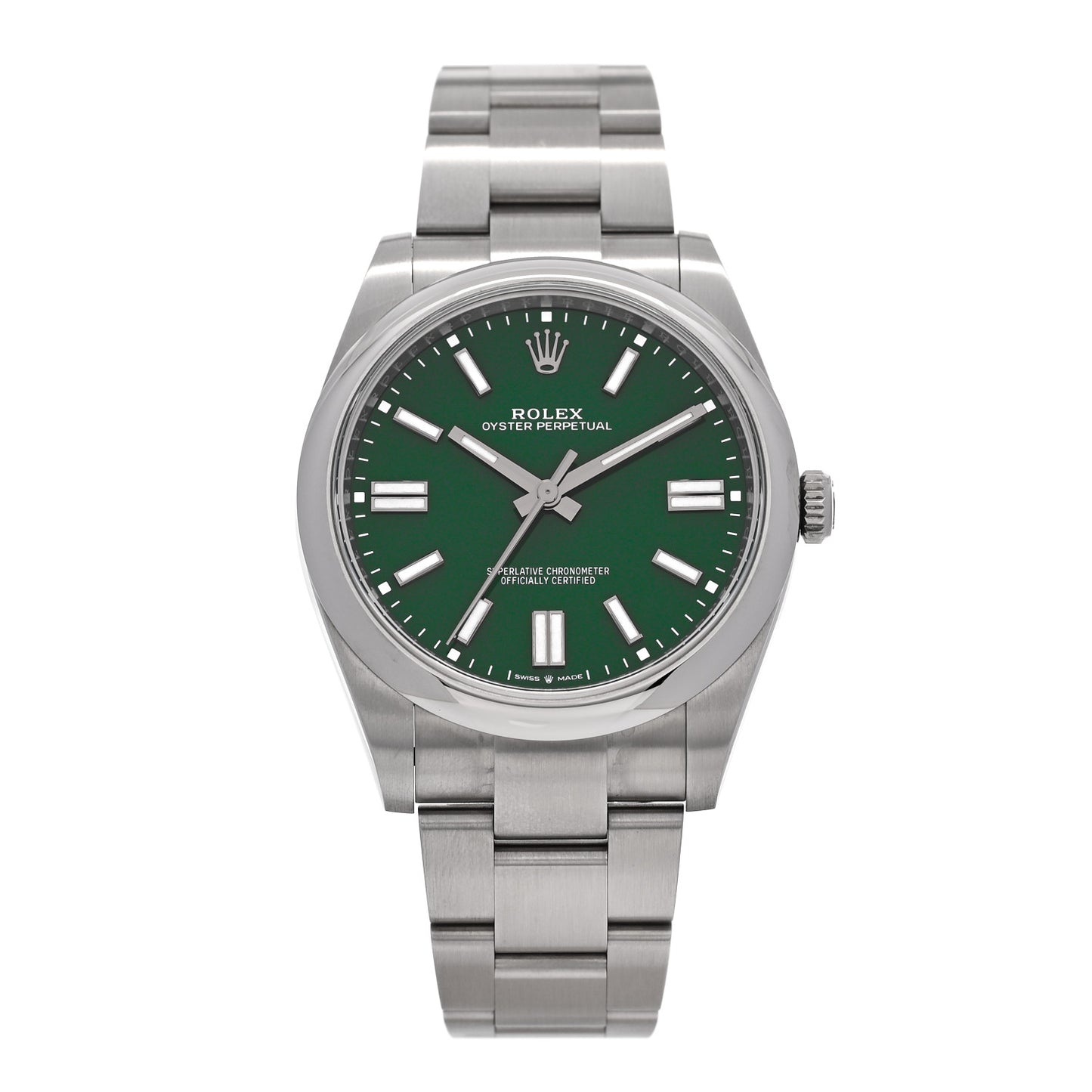 Stainless Steel 41mm Oyster Perpetual Watch Green 124300