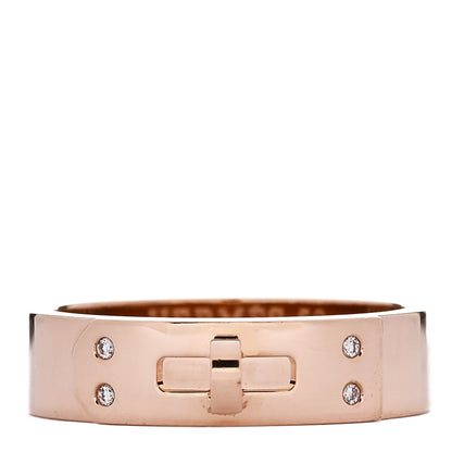 Hermes 18K Rose Gold Diamond PM Kelly Ring 53 6.5 1 of 5
