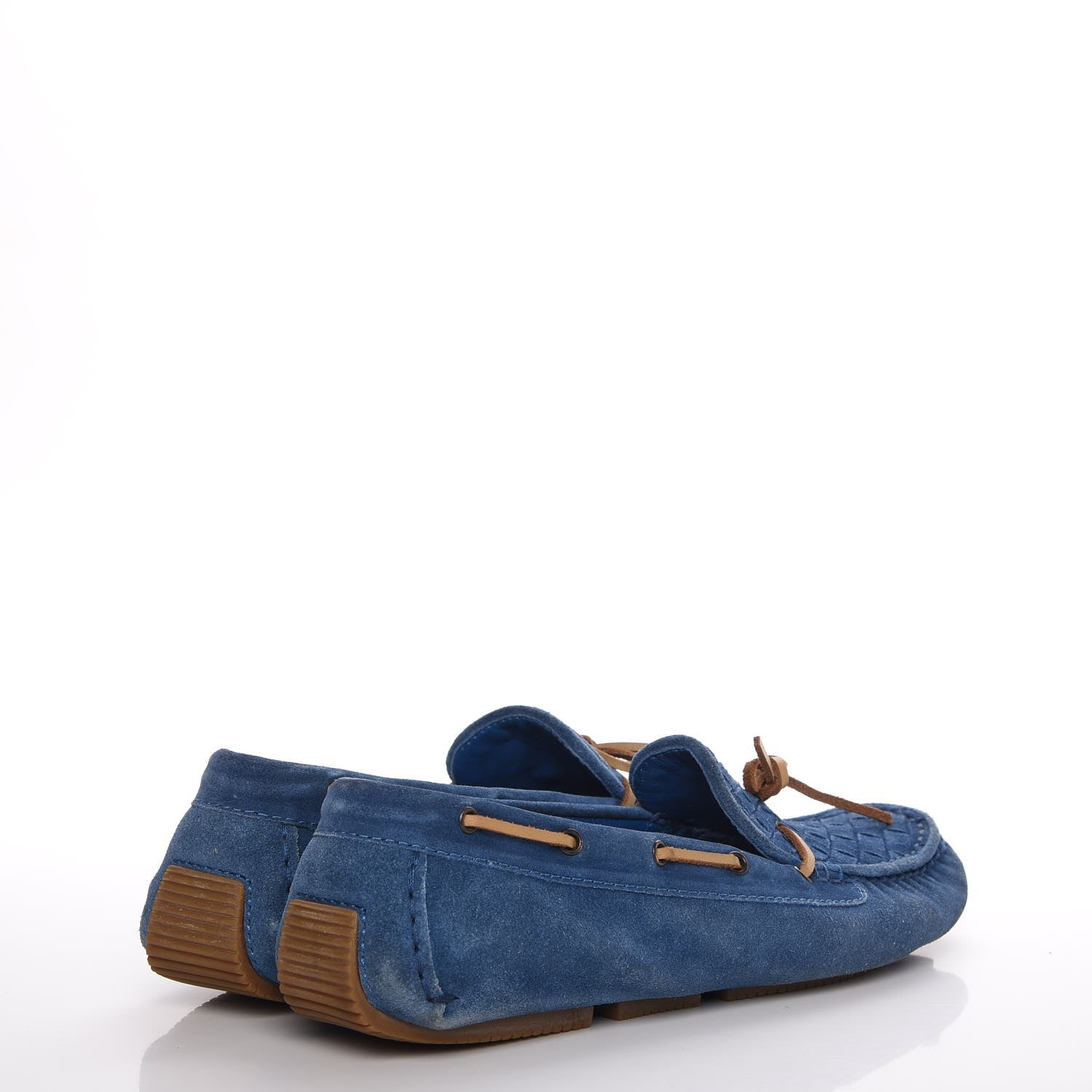Bottega Veneta Suede Intrecciato Wave Driver Moccasin Loafers 38 Blue 3 of 15