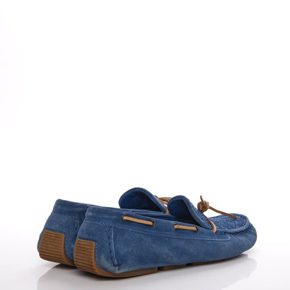 Bottega Veneta Suede Intrecciato Wave Driver Moccasin Loafers 38 Blue 3 of 15