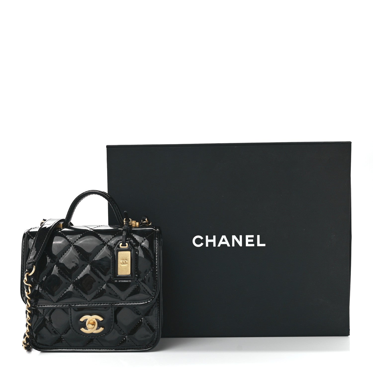 Chanel Patent School Memory Mini Top Handle Flap Black 12 of 12
