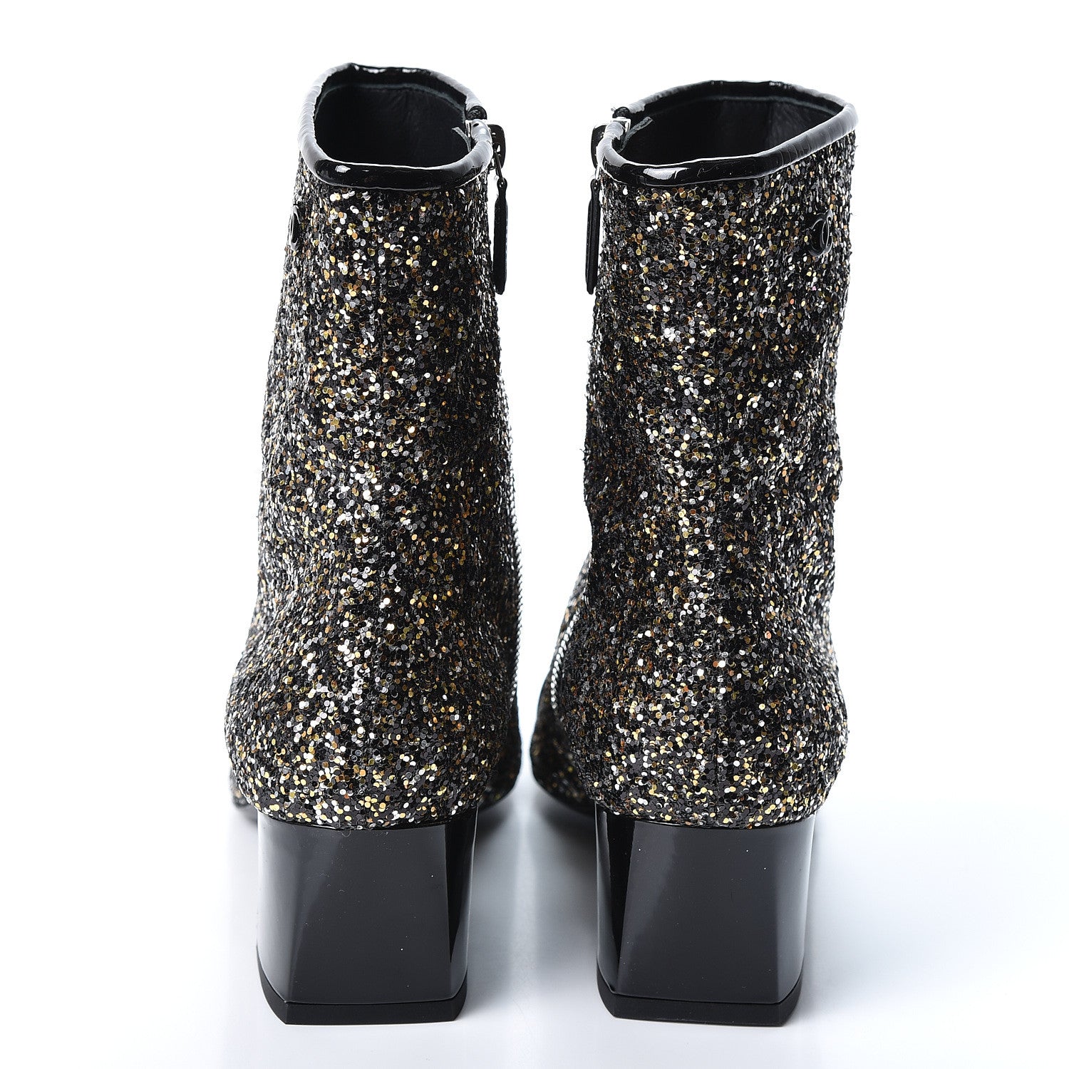 Chanel Glitter Patent Cap Toe Short Boots 42 Bronze Black 5 of 9