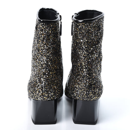 Chanel Glitter Patent Cap Toe Short Boots 42 Bronze Black 5 of 9