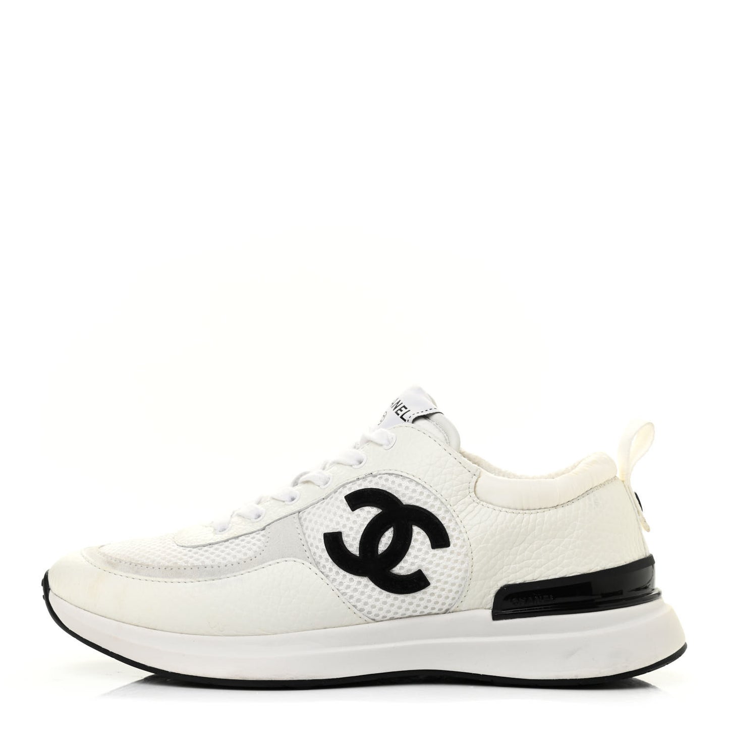 Calfskin Mesh Lycra Suede Womens Logo Sneakers 38 White