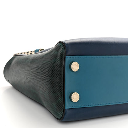 Bulgari Nappa Karung Serpenti Medium Top Handle Tote Blue Green Multicolor 8 of 9