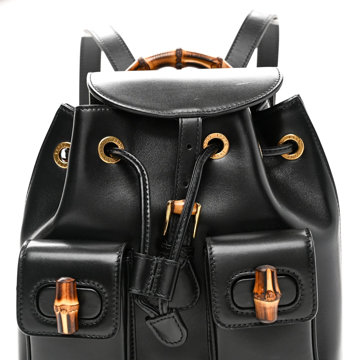 Calfskin Bamboo Backpack Black