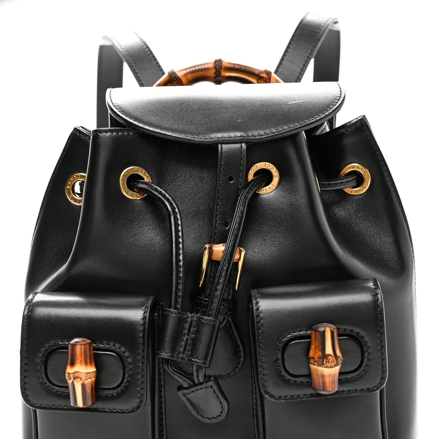 Gucci Calfskin Bamboo Backpack Black 8 of 10