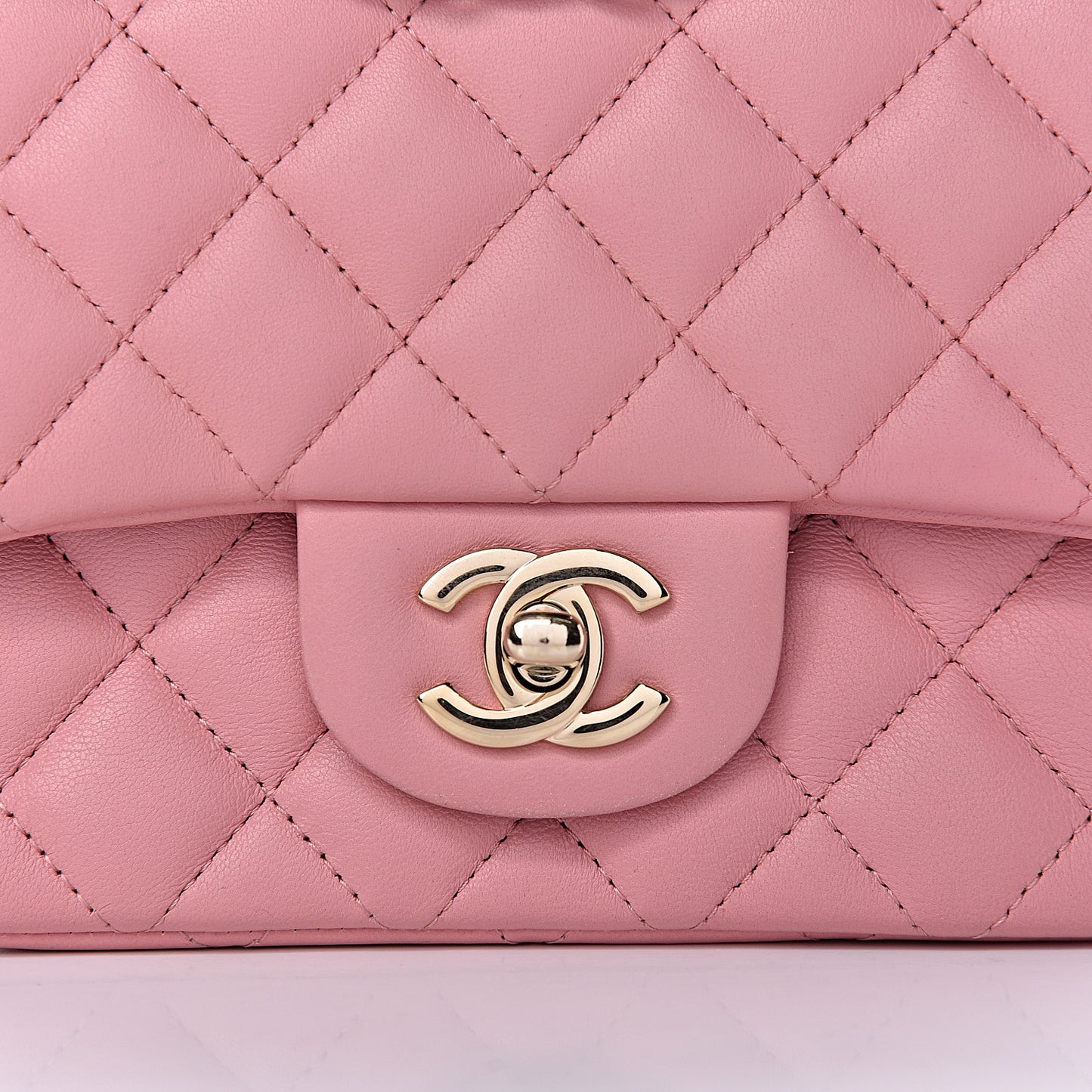 Lambskin Quilted Mini Square Flap Pink
