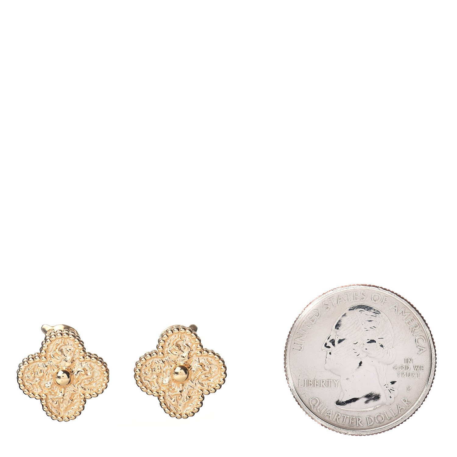 Van Cleef & Arpels 18K Yellow Gold Vintage Alhambra Earrings 2 of 6