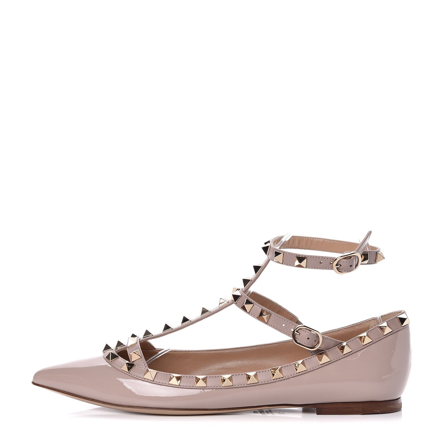 Valentino Garavani Patent Rockstud Cage Ballerina Flats 38 Poudre 1 of 9