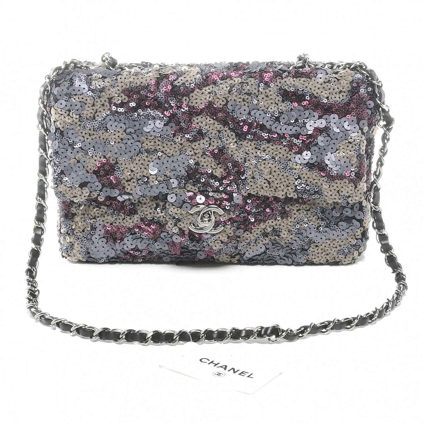 Sequin Medium Single Flap Anthracite Taupe Bordeaux