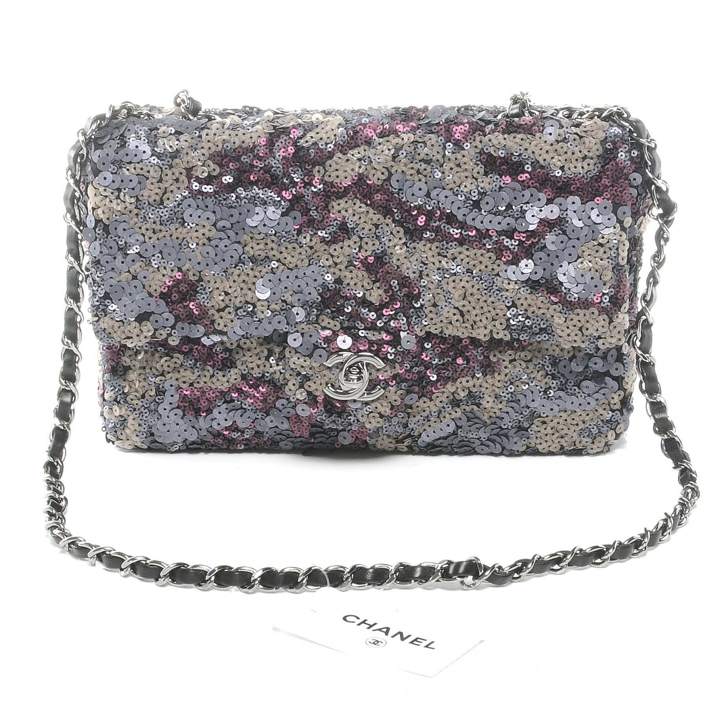 Chanel Sequin Medium Single Flap Anthracite Taupe Bordeaux 1 of 8