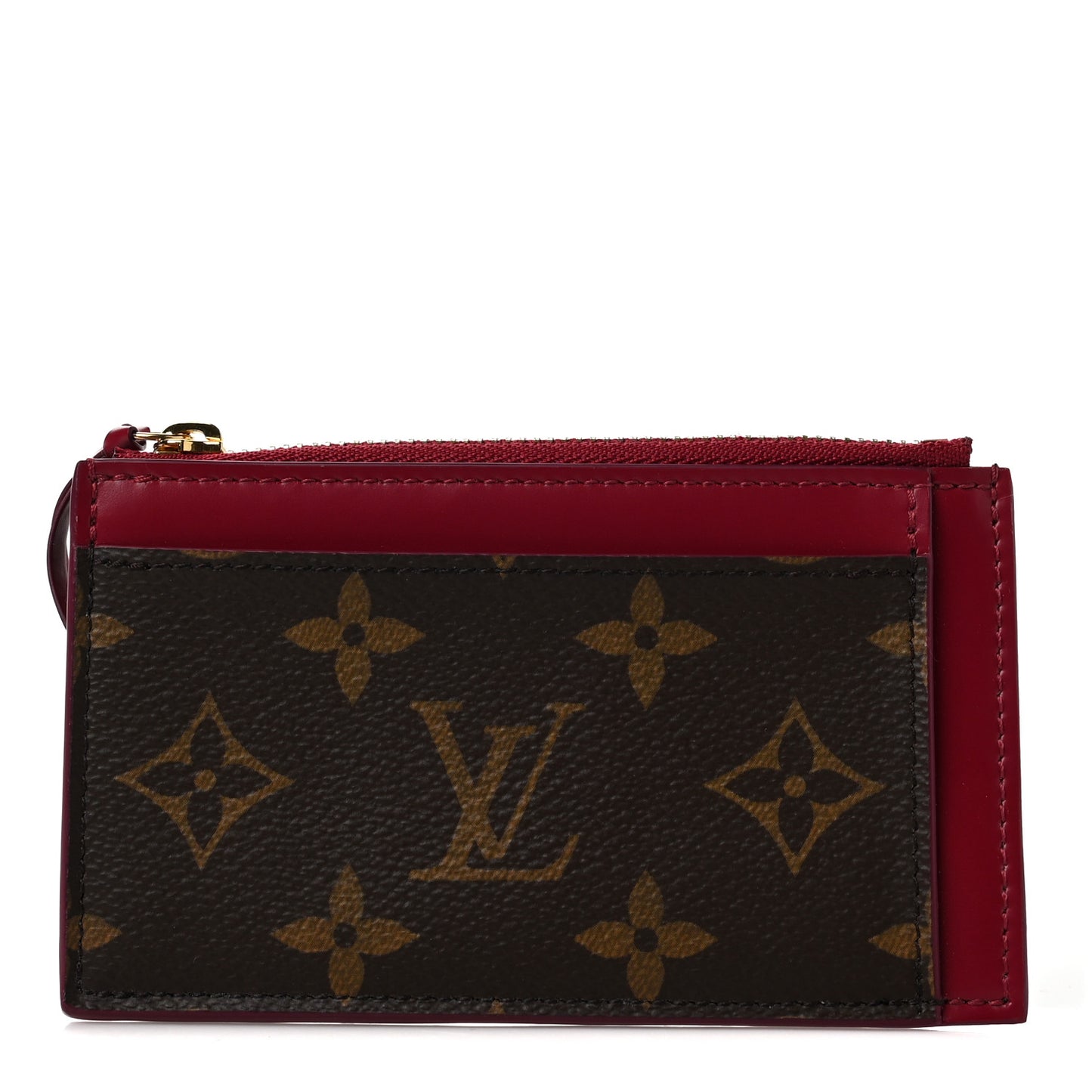 Monogram Zipped Card Holder Fuchsia