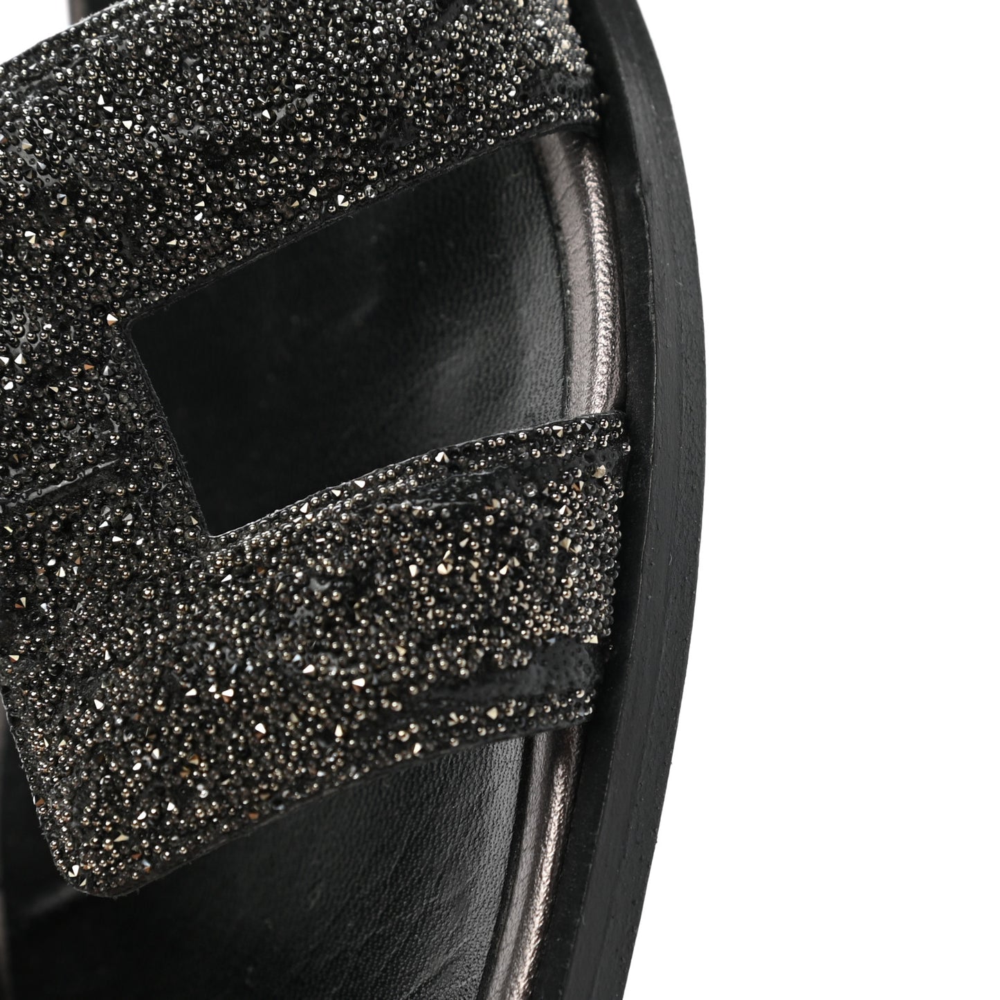 Goatskin Crystal Oran Sandals 35 Black