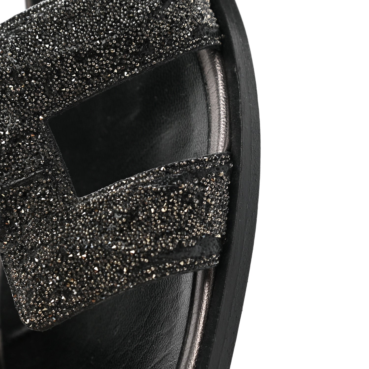 Hermes Goatskin Crystal Oran Sandals 35 Black 10 of 12