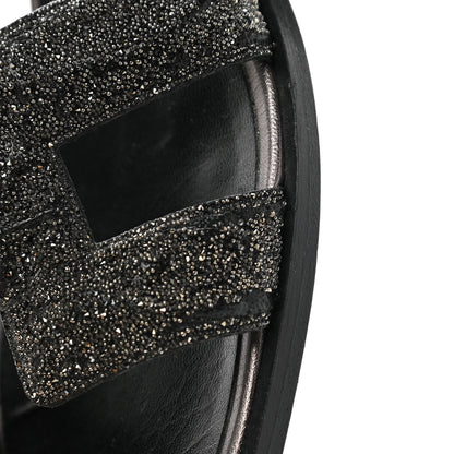 Hermes Goatskin Crystal Oran Sandals 35 Black 10 of 12