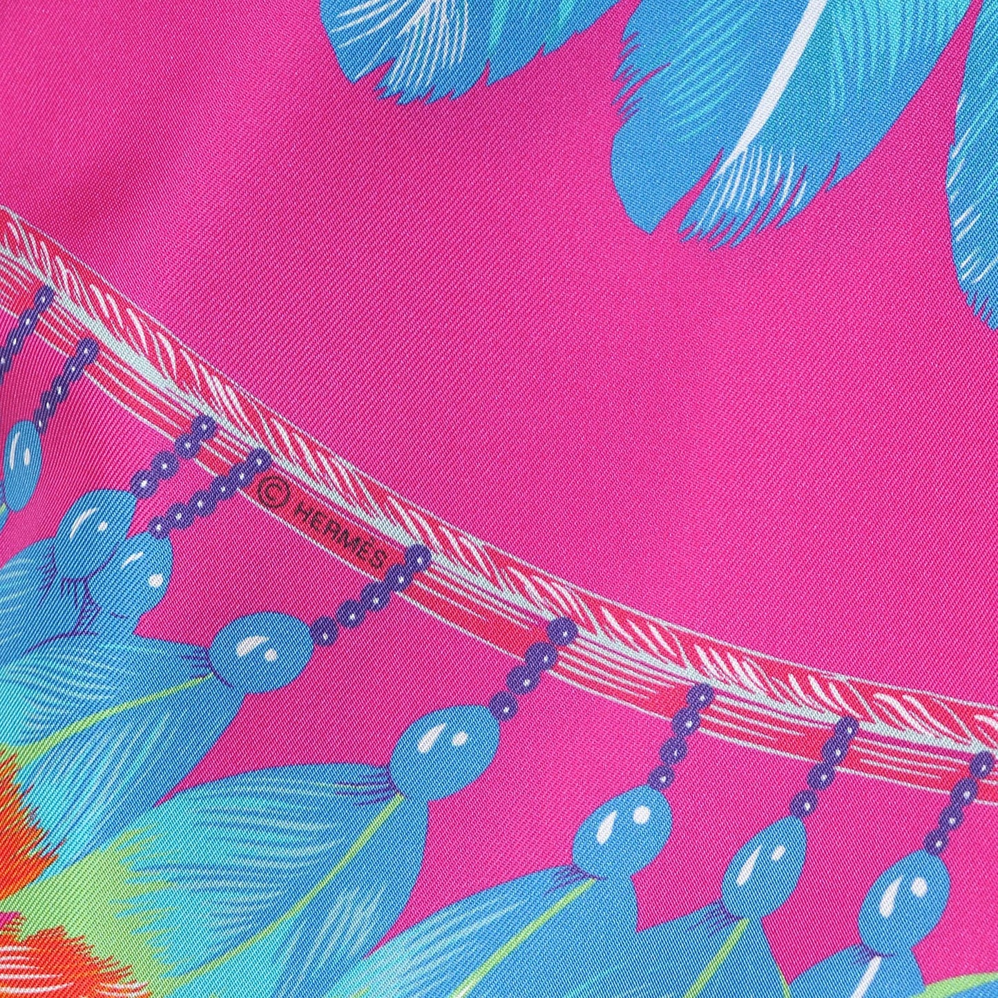 Silk Brazil Maxi Twilly Fuchsia Turquoise Vert