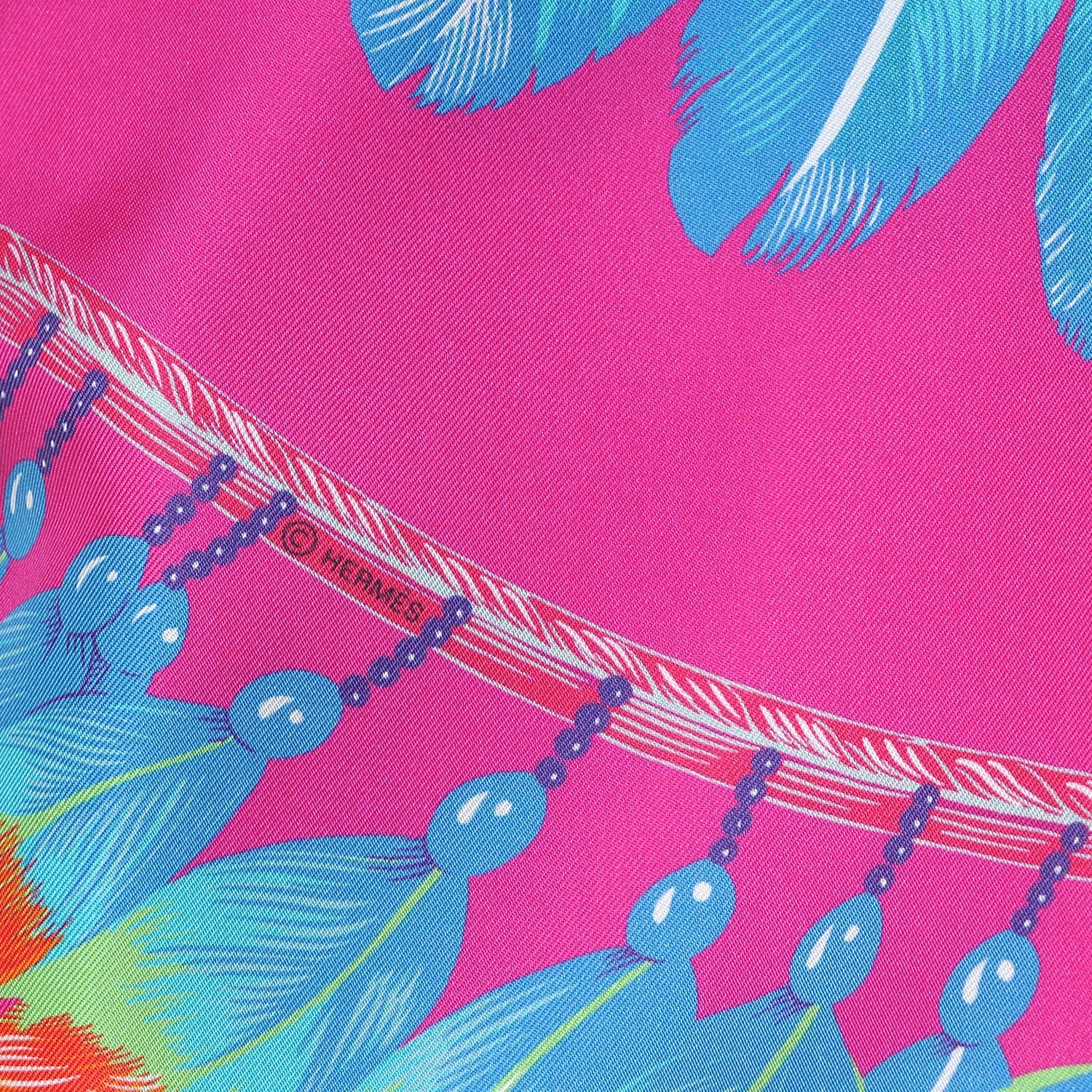 Hermes Silk Brazil Maxi Twilly Fuchsia Turquoise Vert 4 of 5