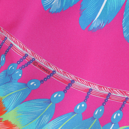 Hermes Silk Brazil Maxi Twilly Fuchsia Turquoise Vert 4 of 5