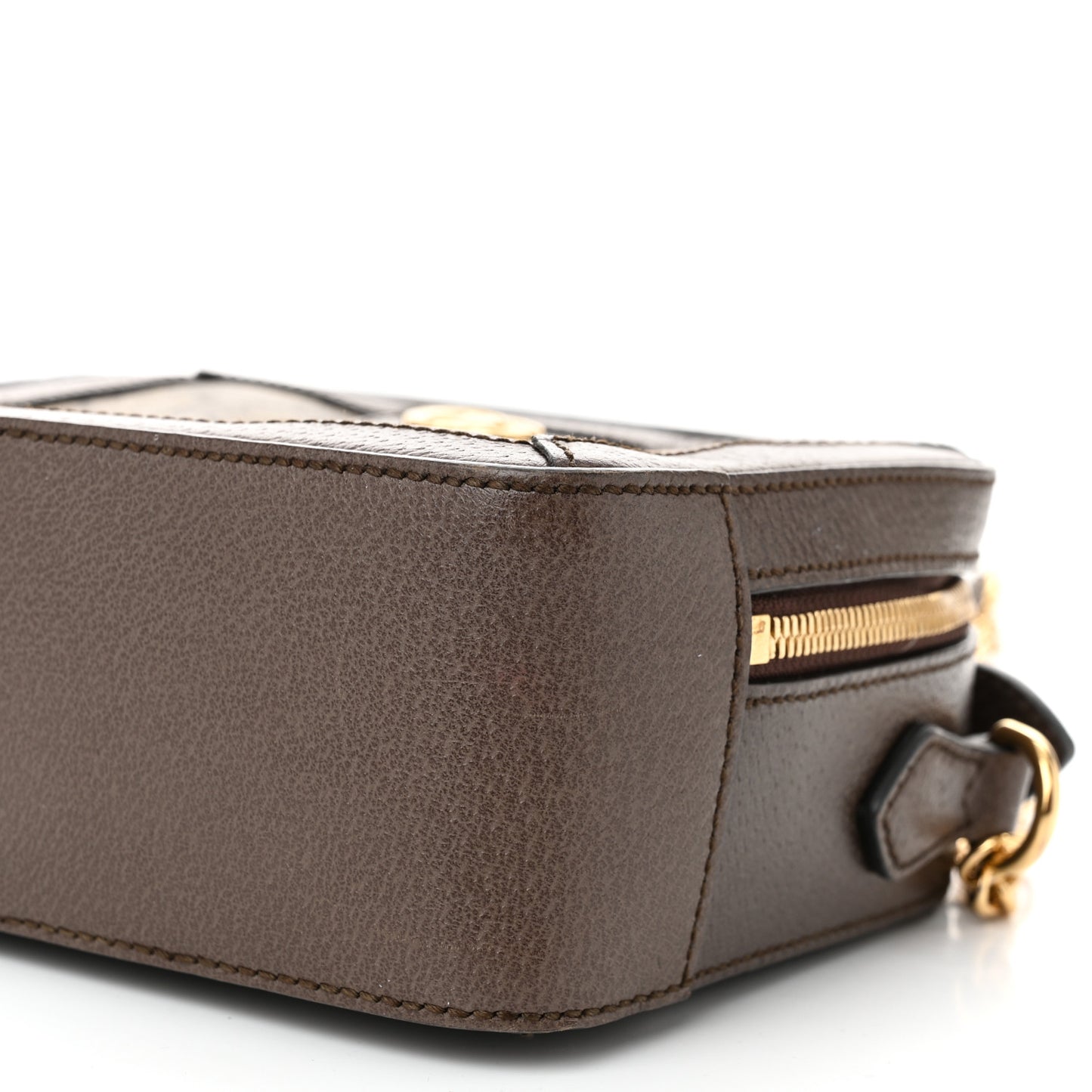 GG Supreme Monogram Mini Ophidia Top Handle Shoulder Bag Brown