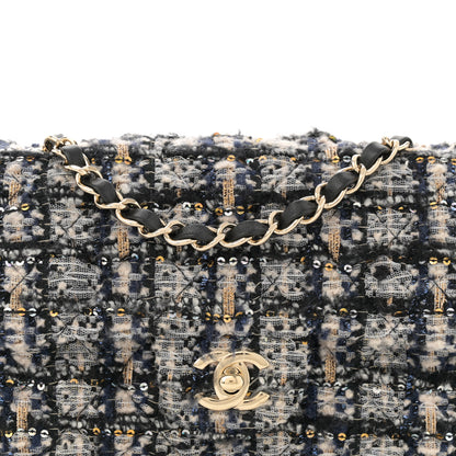 Chanel Glittered Tweed Quilted Mini Rectangular Flap Navy Blue 8 of 11