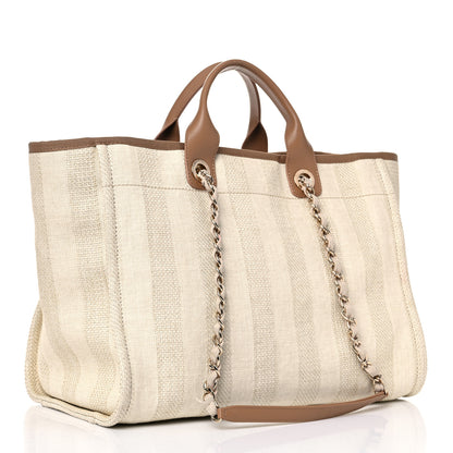 Chanel Mixed Fibers Striped Medium Deauville Tote Beige 3 of 13