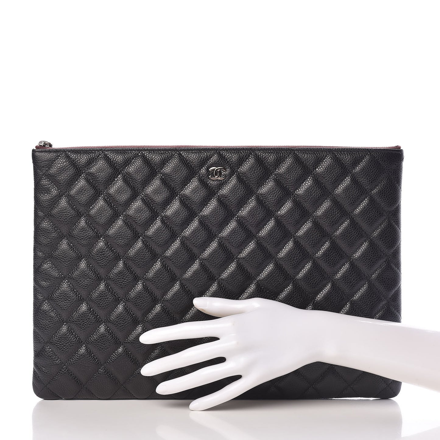Caviar Quilted Large Cosmetic Case Black