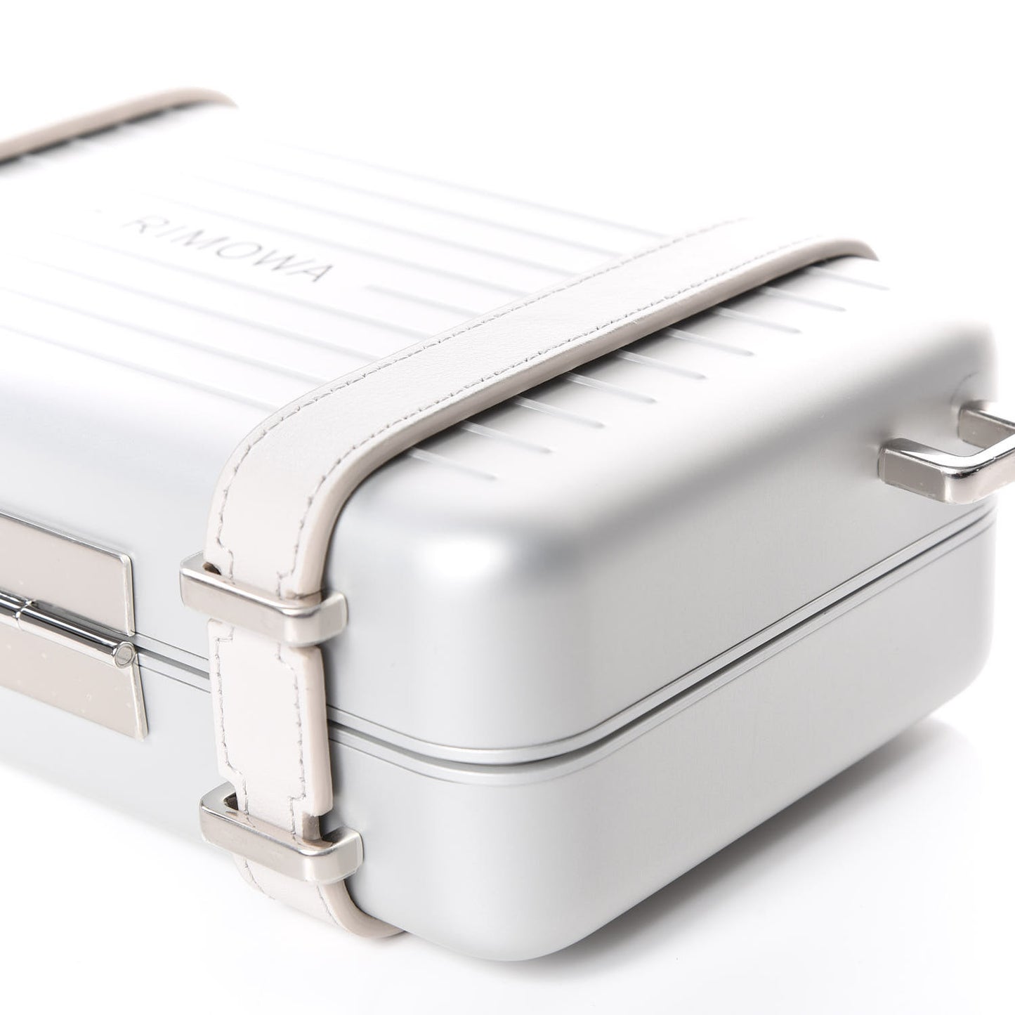 X RIMOWA Aluminum Personal Clutch On Strap Silver