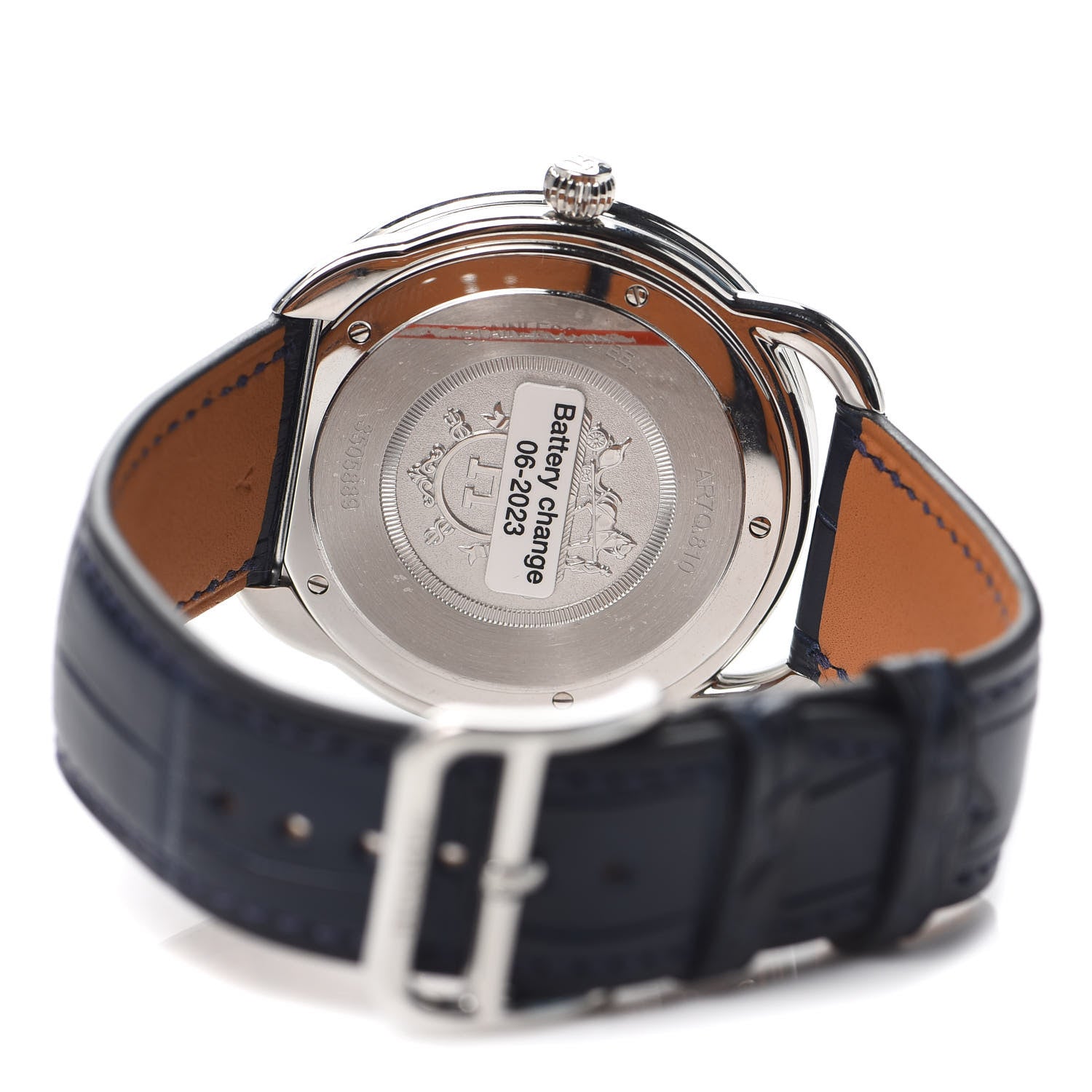 Hermes Stainless Steel Alligator 40mm Arceau Quartz Watch Bleu Abysse 4 of 5