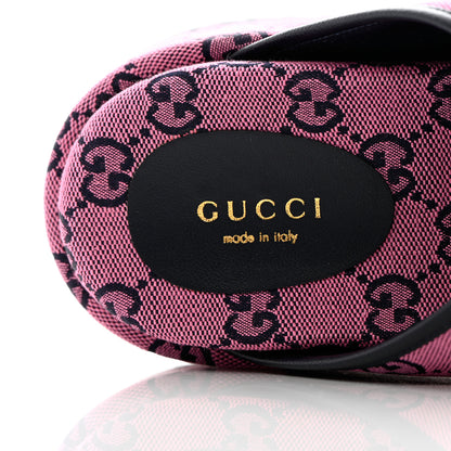 Gucci Monogram Multicolor Criss Cross Platform Slide Sandals 39 Pink Blue 7 of 9