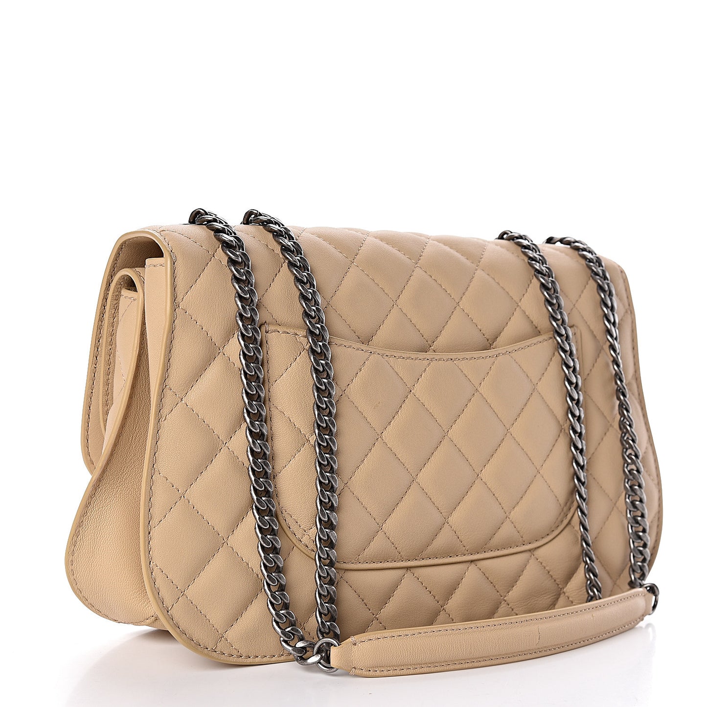 Lambskin Quilted Large Natural CC Flap Beige