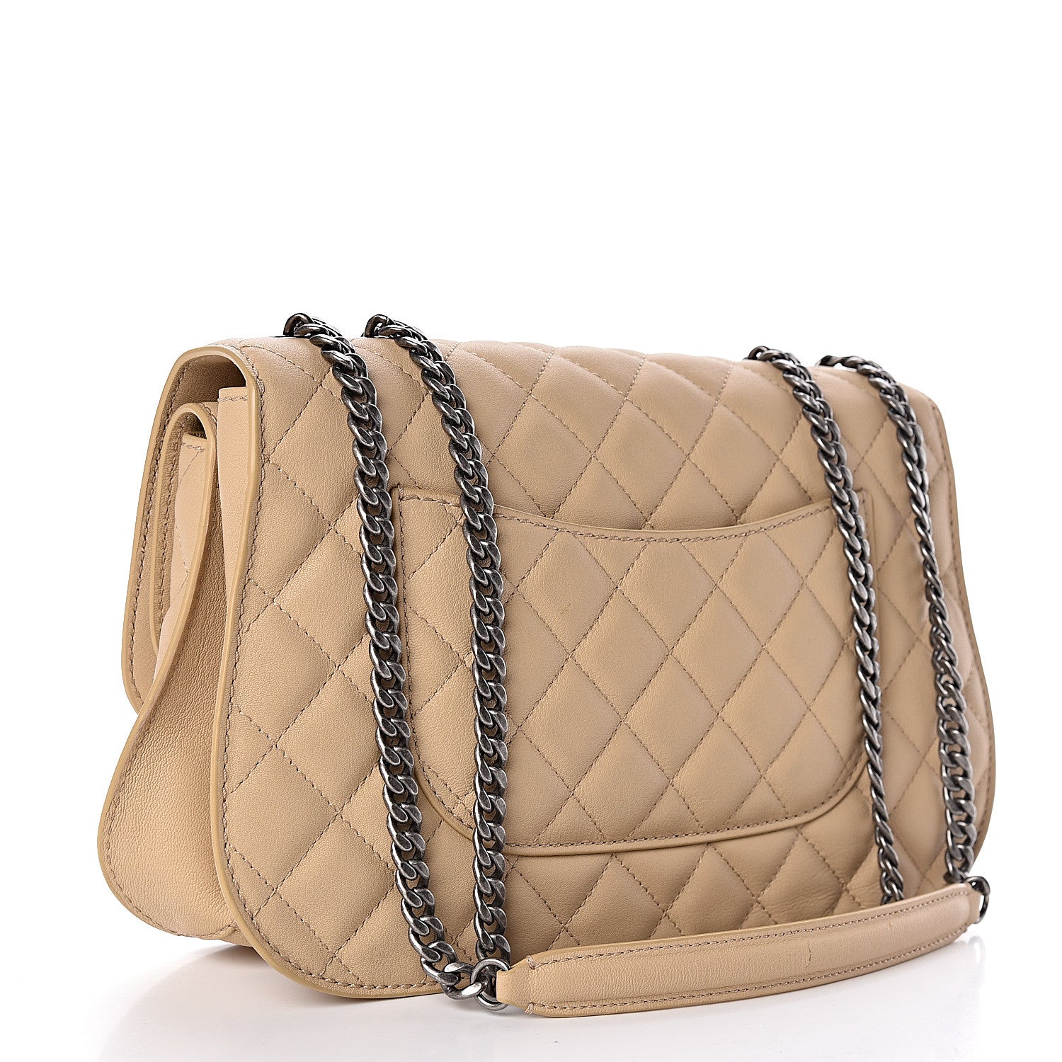 Chanel Lambskin Quilted Large Natural CC Flap Beige 3 of 12