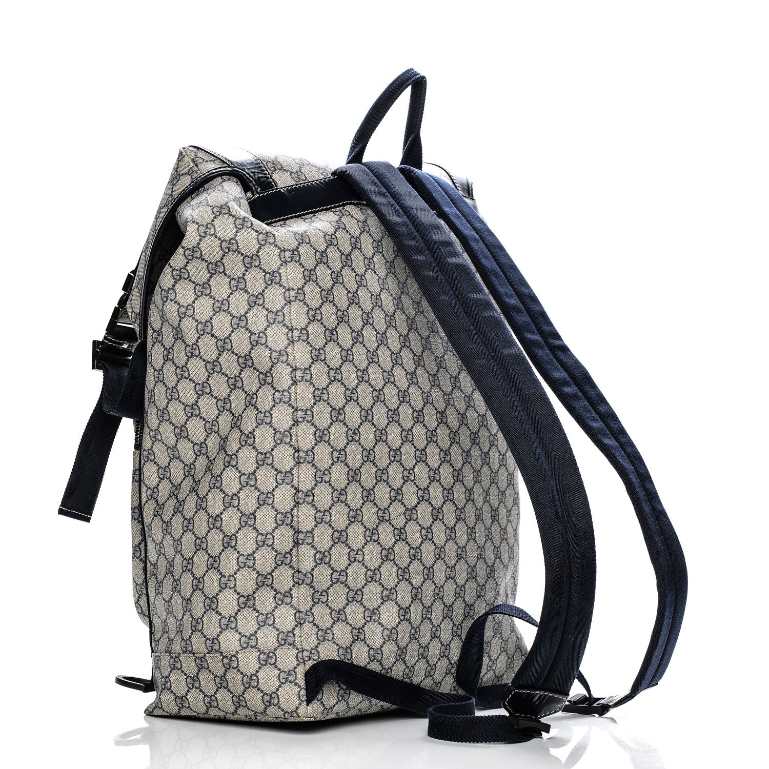Gucci GG Supreme Monogram Large Interlocking G Double Buckle Backpack Navy 3 of 7