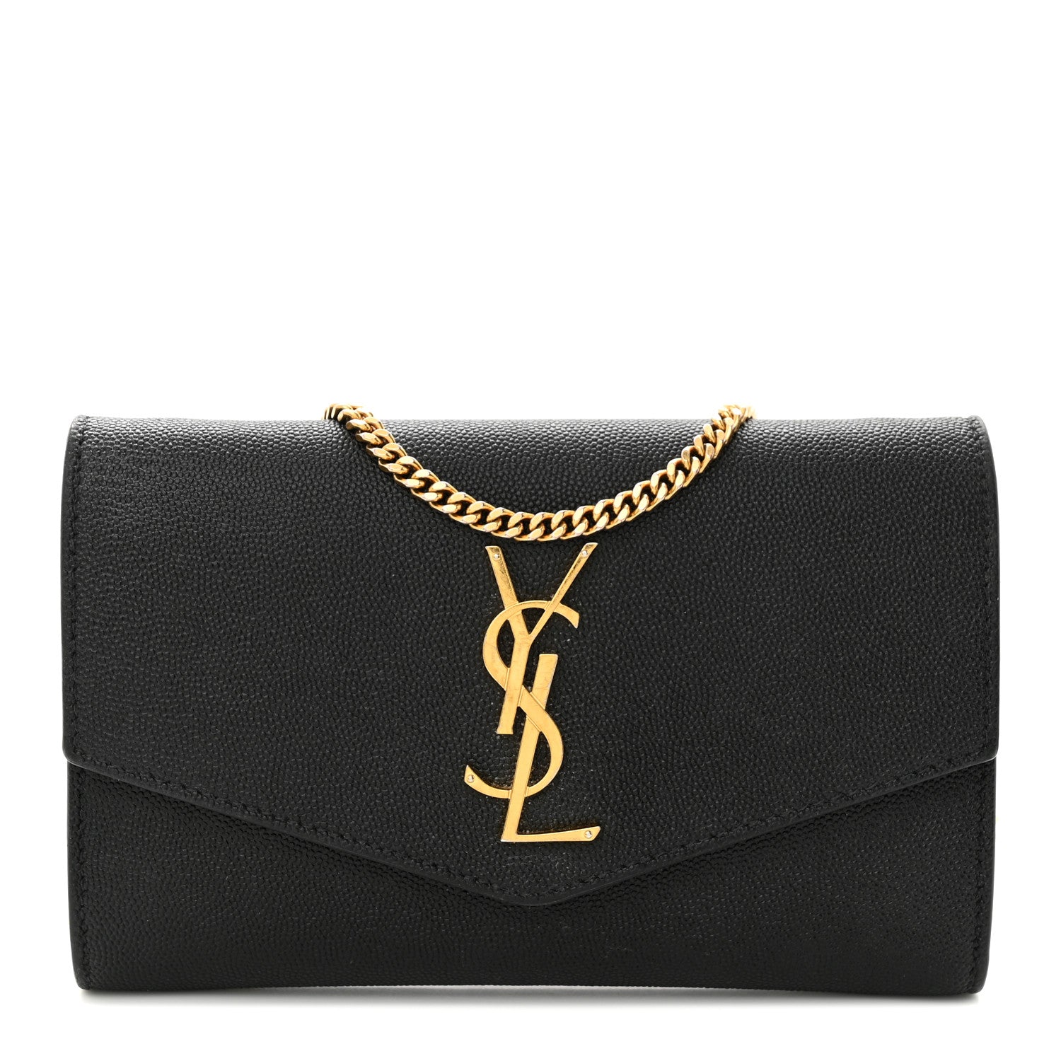 Saint Laurent Grain de Poudre Uptown Chain Wallet Black 3 of 12