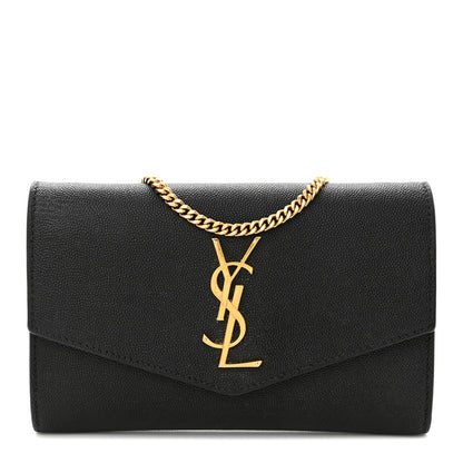 Saint Laurent Grain de Poudre Uptown Chain Wallet Black 3 of 12