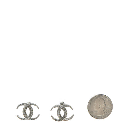 Chanel Crystal CC Moon Earrings Silver 2 of 5