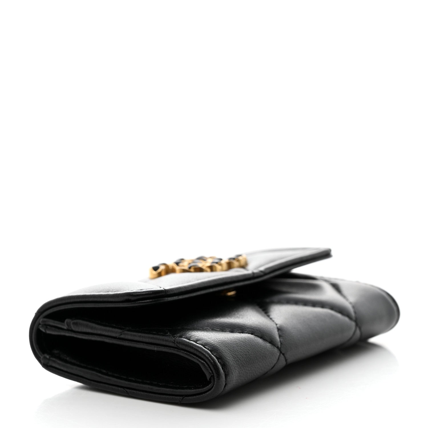 Chanel Lambskin Quilted Chanel 19 Flap Card Holder Black 3 of 16