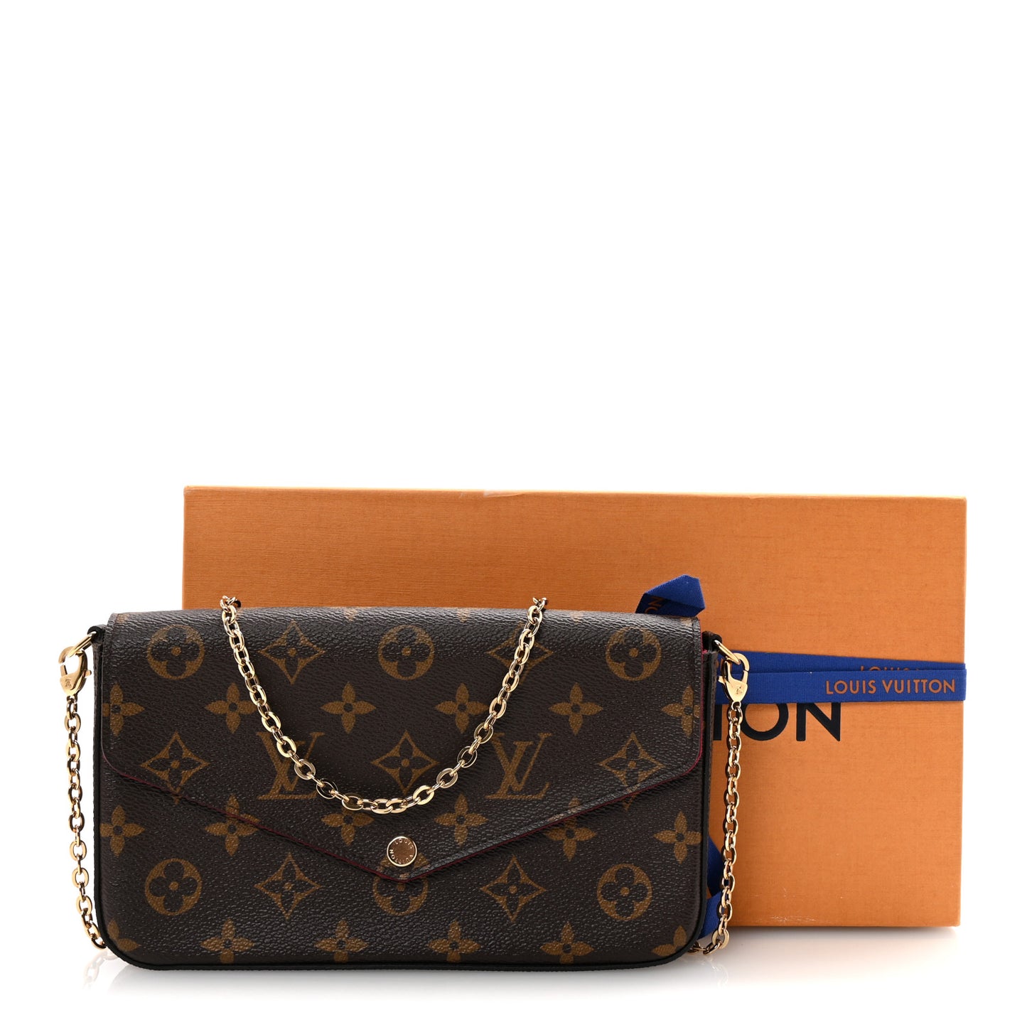 Monogram Pochette Felicie Chain Wallet Fuchsia