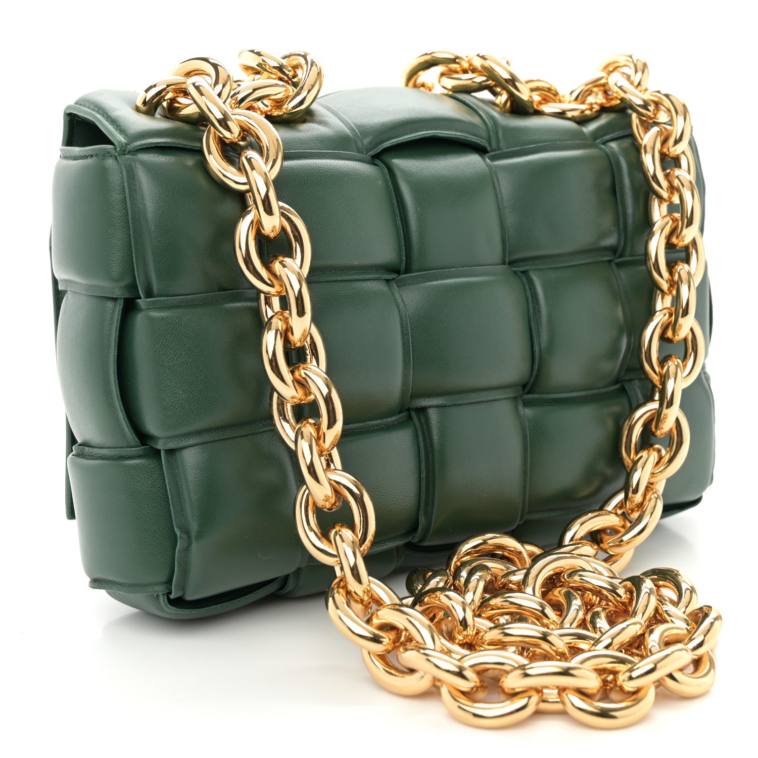 Bottega Veneta Lambskin Maxi Intreccio Padded Chain Cassette Crossbody Bag Raintree 3 of 10