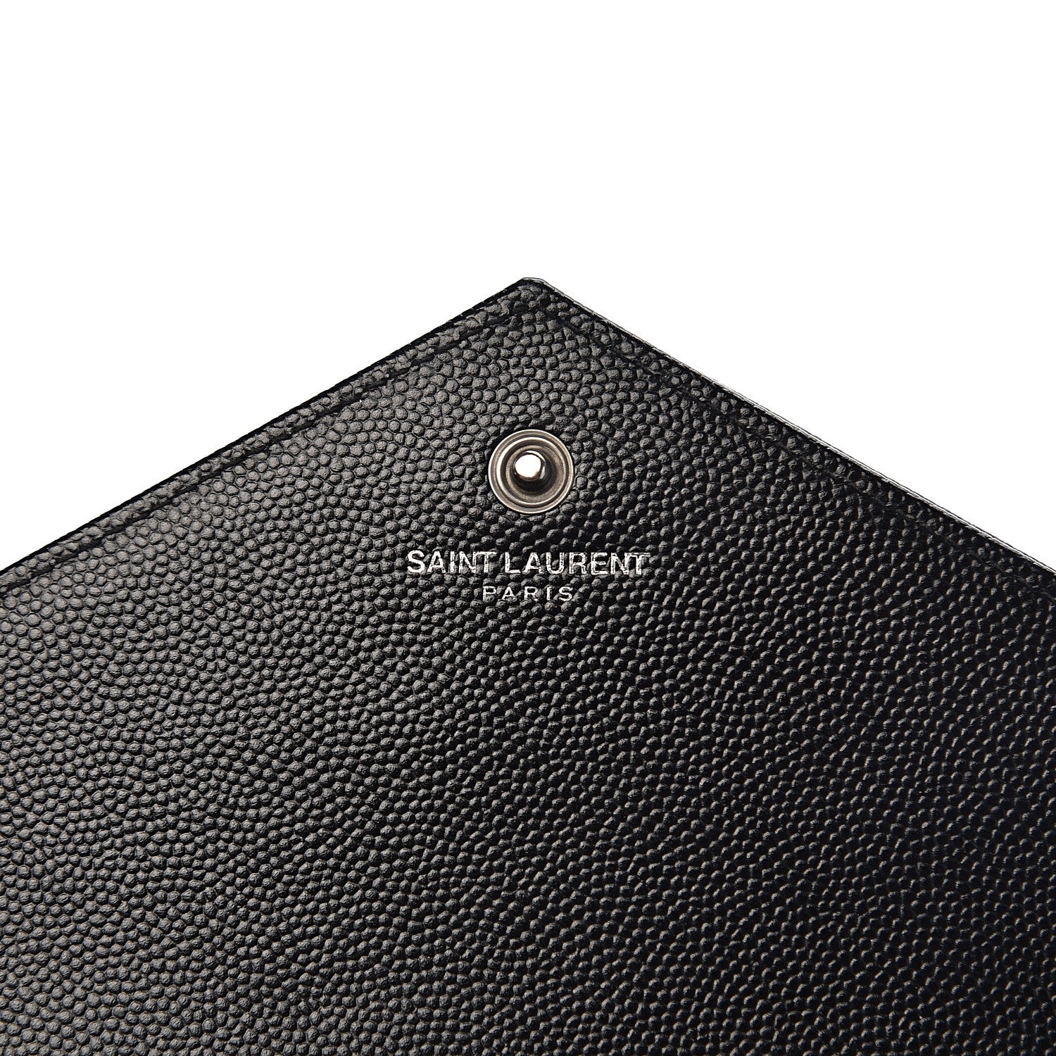 Saint Laurent Grain De Poudre Matelasse Chevron Monogram Chain Wallet Black 6 of 12