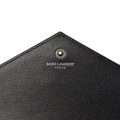 Saint Laurent Grain De Poudre Matelasse Chevron Monogram Chain Wallet Black 6 of 12