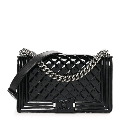 Chanel Patent Calfskin Quilted Medium Plexiglass Boy Flap Black 1 of 10
