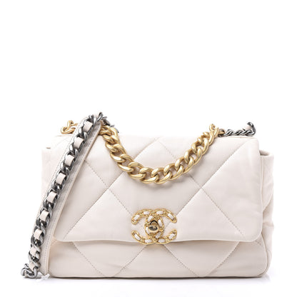 Chanel Lambskin Quilted Medium 19 Flap White 1 of 9
