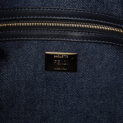 Fendi Denim Large Baguette Blue Arancio Fluo 8 of 8
