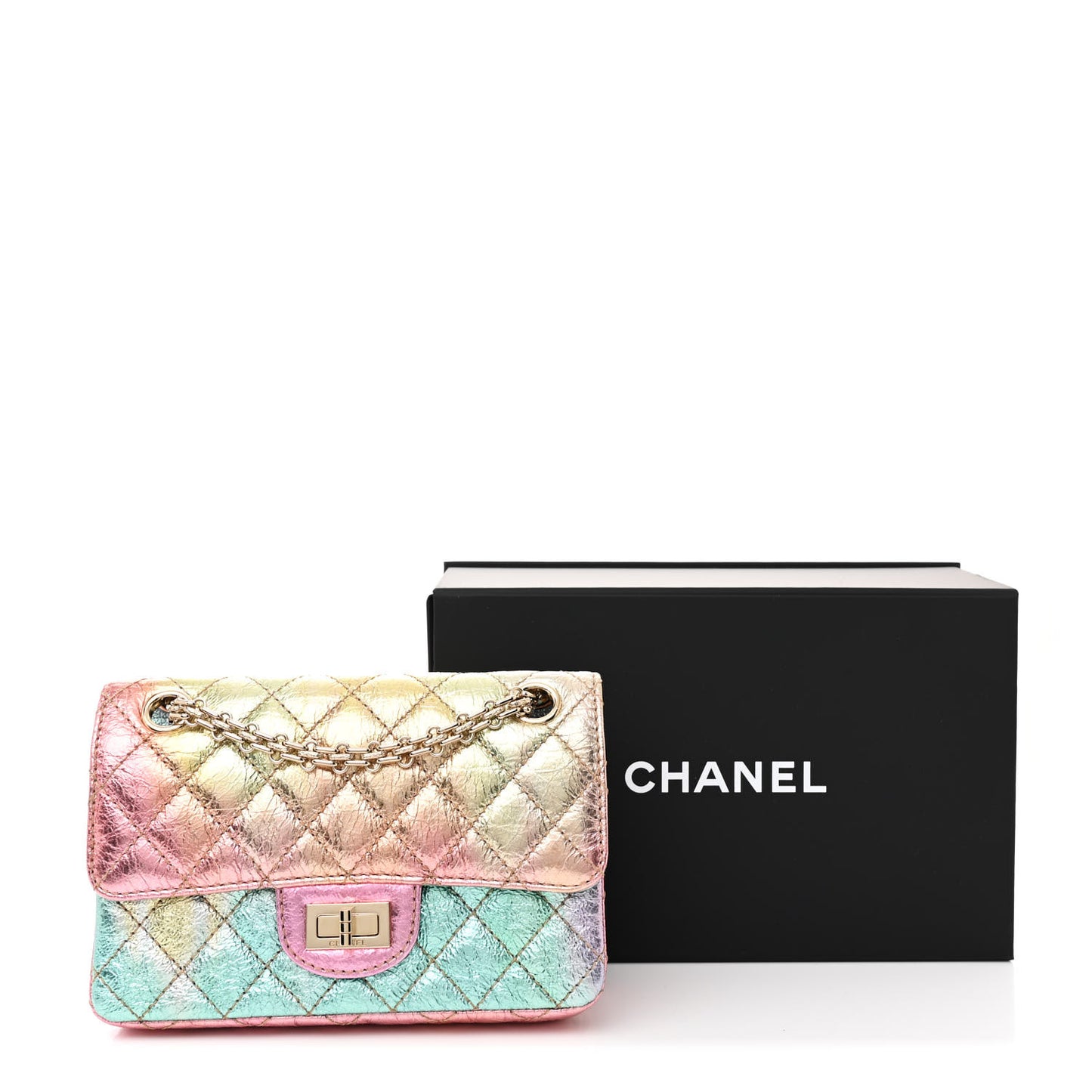 Metallic Goatskin Quilted Mini 2.55 Reissue Flap Multicolor