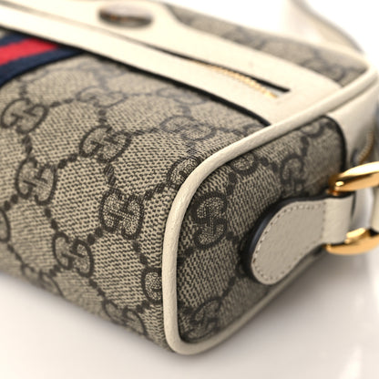 Gucci GG Supreme Monogram Textured Calfskin Web Mini Ophidia Shoulder Bag Beige Ebony Mystic White 8 of 9